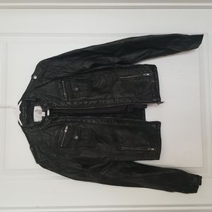 Cropped faux leather jacket
